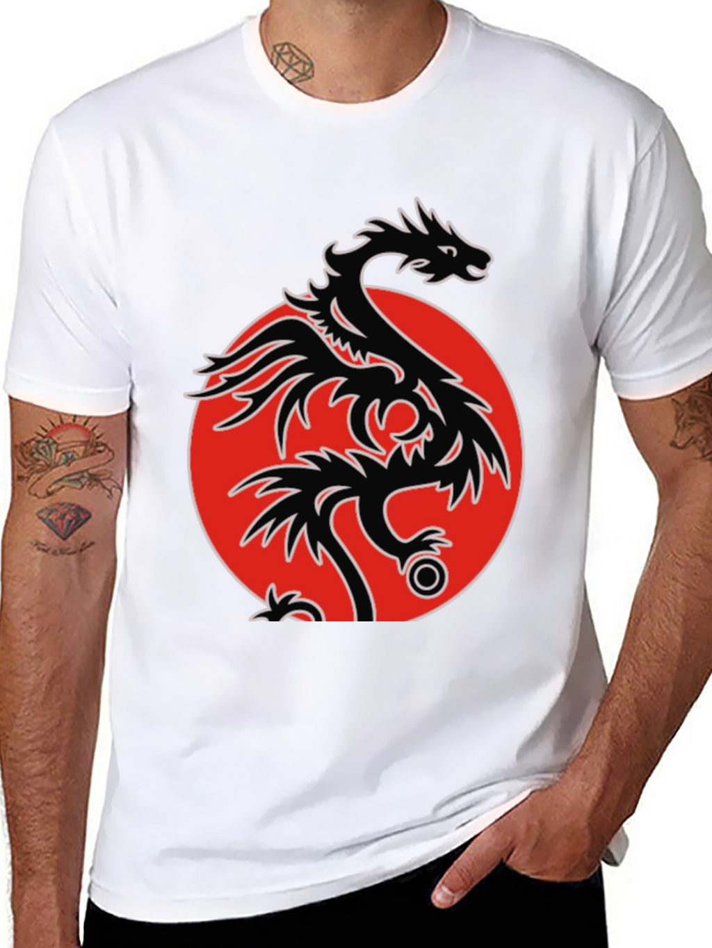 Dragon Circle Graphic Tee - Mens Black T-Shirt