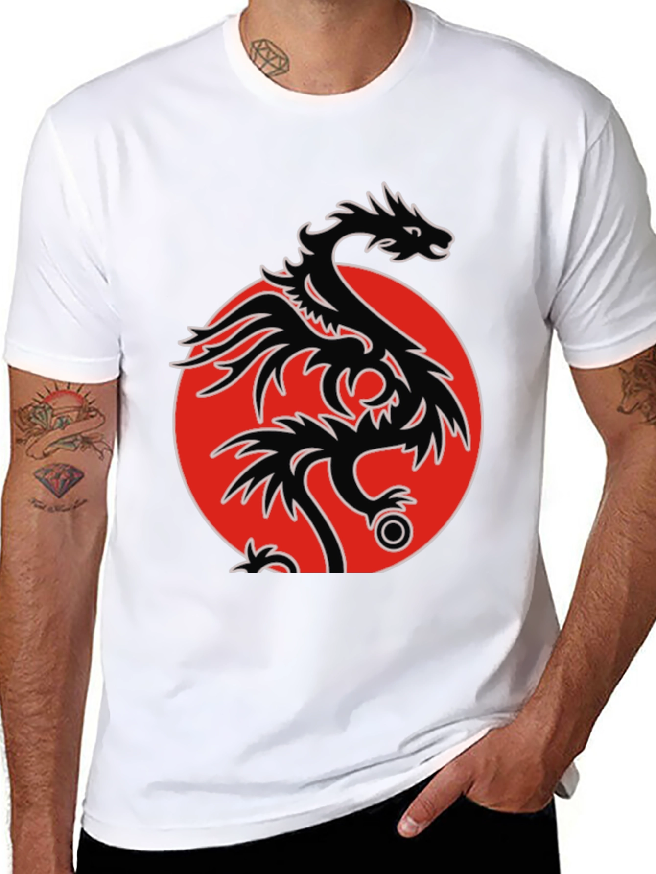 Dragon Circle Graphic Tee - Mens Black T-Shirt