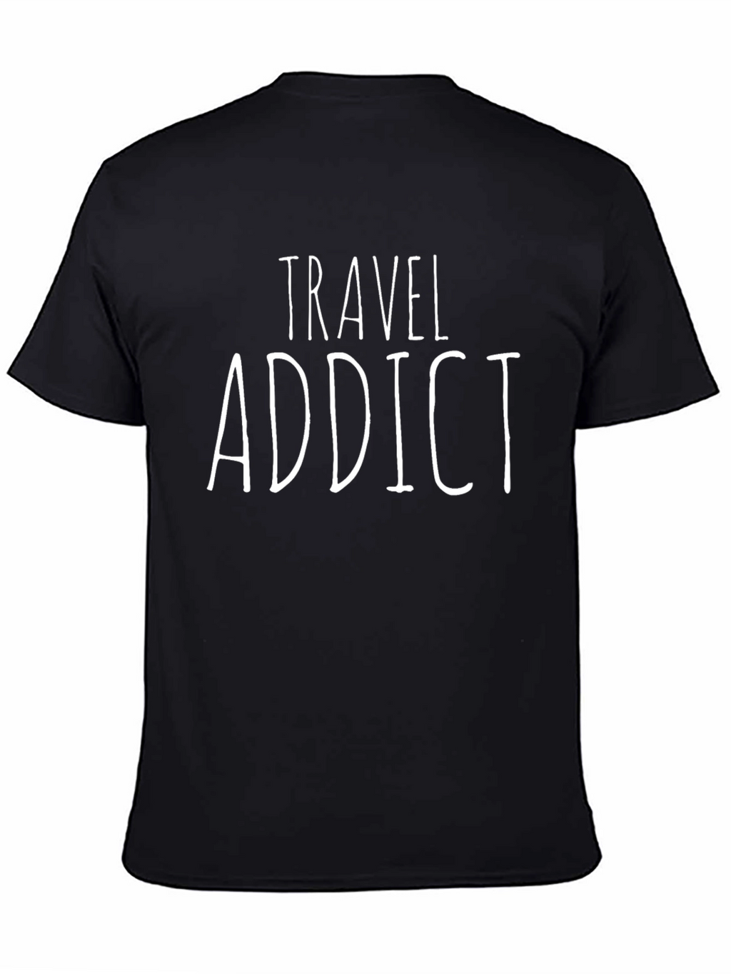 Travel Addict T-Shirt - Black Crew Neck Tee