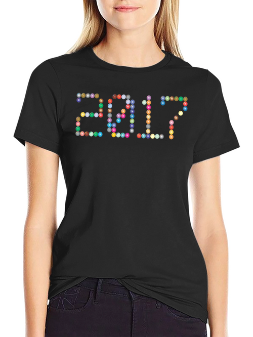 2017 Colorful Beads Black T-Shirt