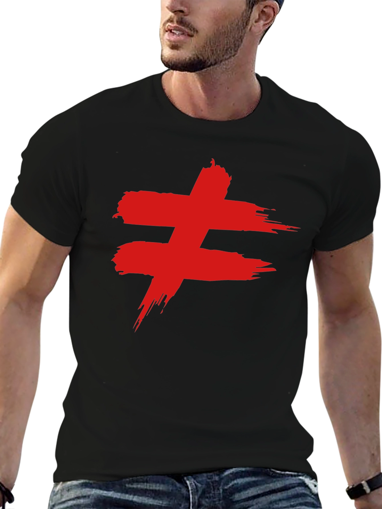 Edgy Red Symbol Black T-Shirt