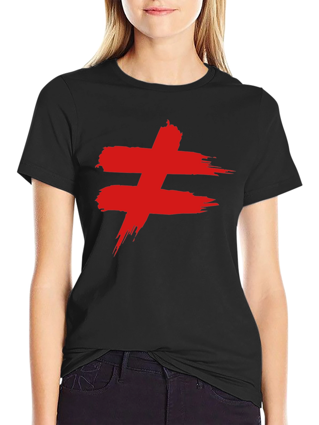 Edgy Red Symbol Black T-Shirt