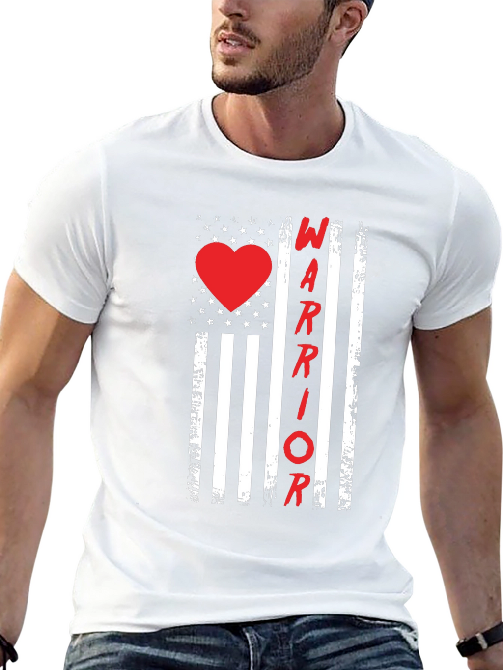 Warrior Heart Flag Graphic Tee - Black