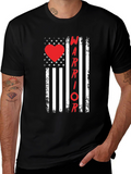 Warrior Heart Flag Graphic Tee - Black