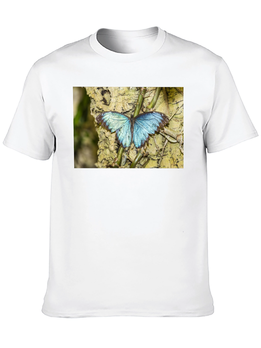 Blue Butterfly Graphic Black T-Shirt