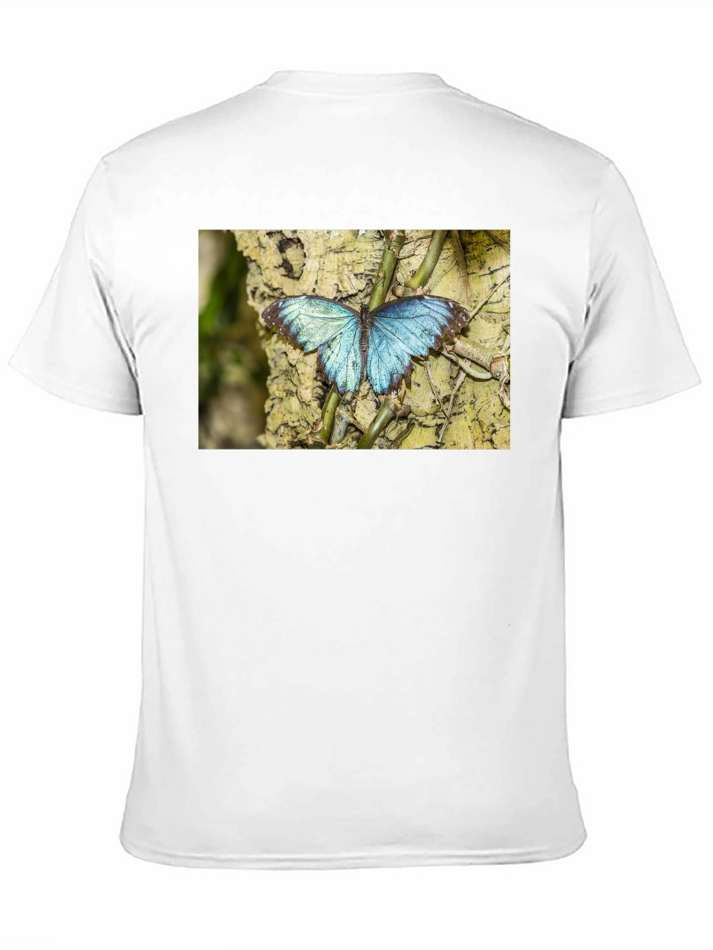 Blue Butterfly Graphic Black T-Shirt