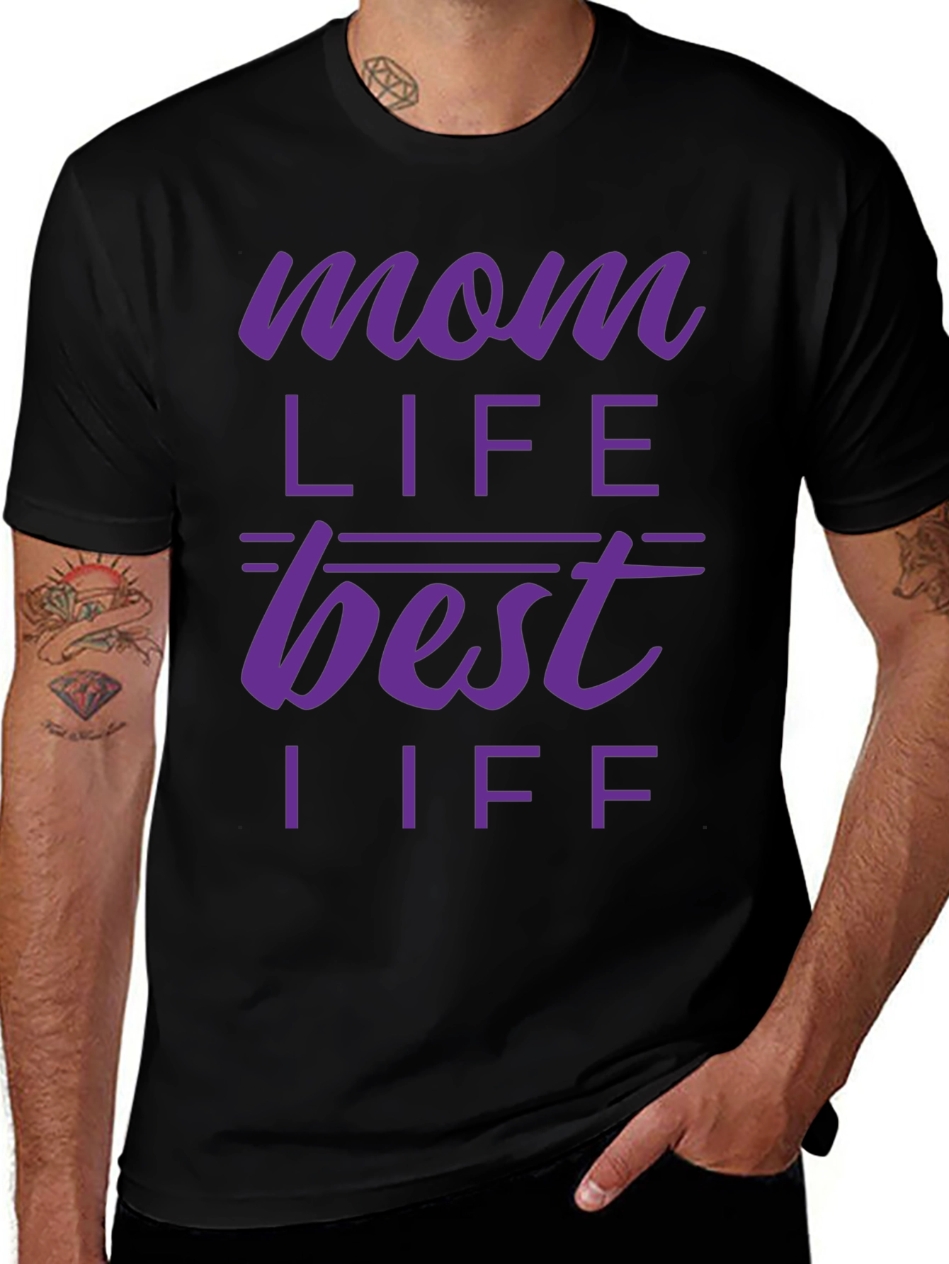 Mom Life Best Life T-Shirt - Purple Print