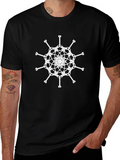 Geometric Snowflake Graphic Tee - Black
