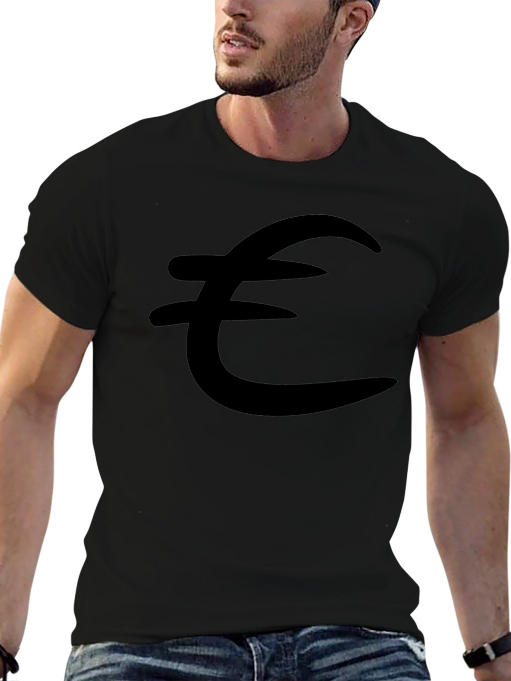 Euro Symbol Black T-Shirt - Stylish & Comfortable