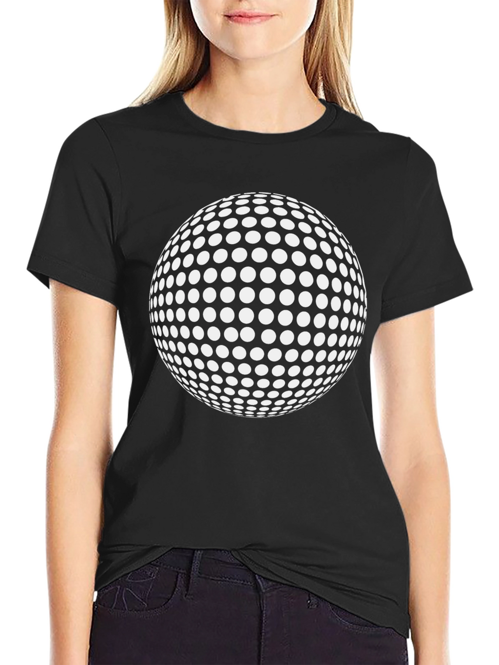 Dotted Sphere Graphic Tee - Black Cotton Casual Shirt