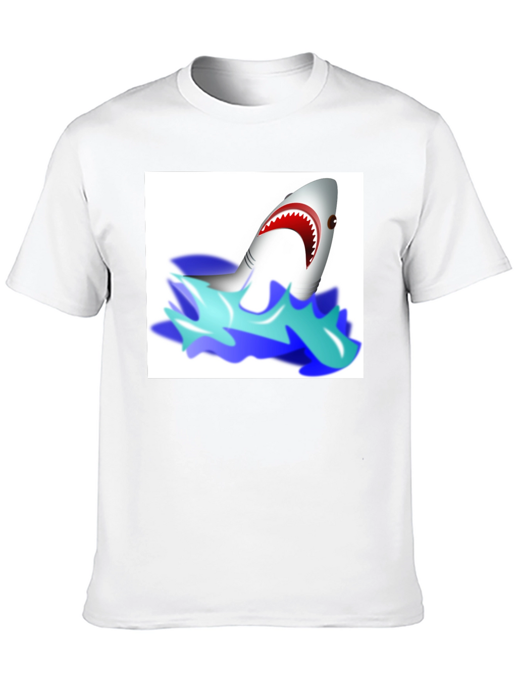 Cartoon Shark Graphic Tee - Black Cotton T-Shirt