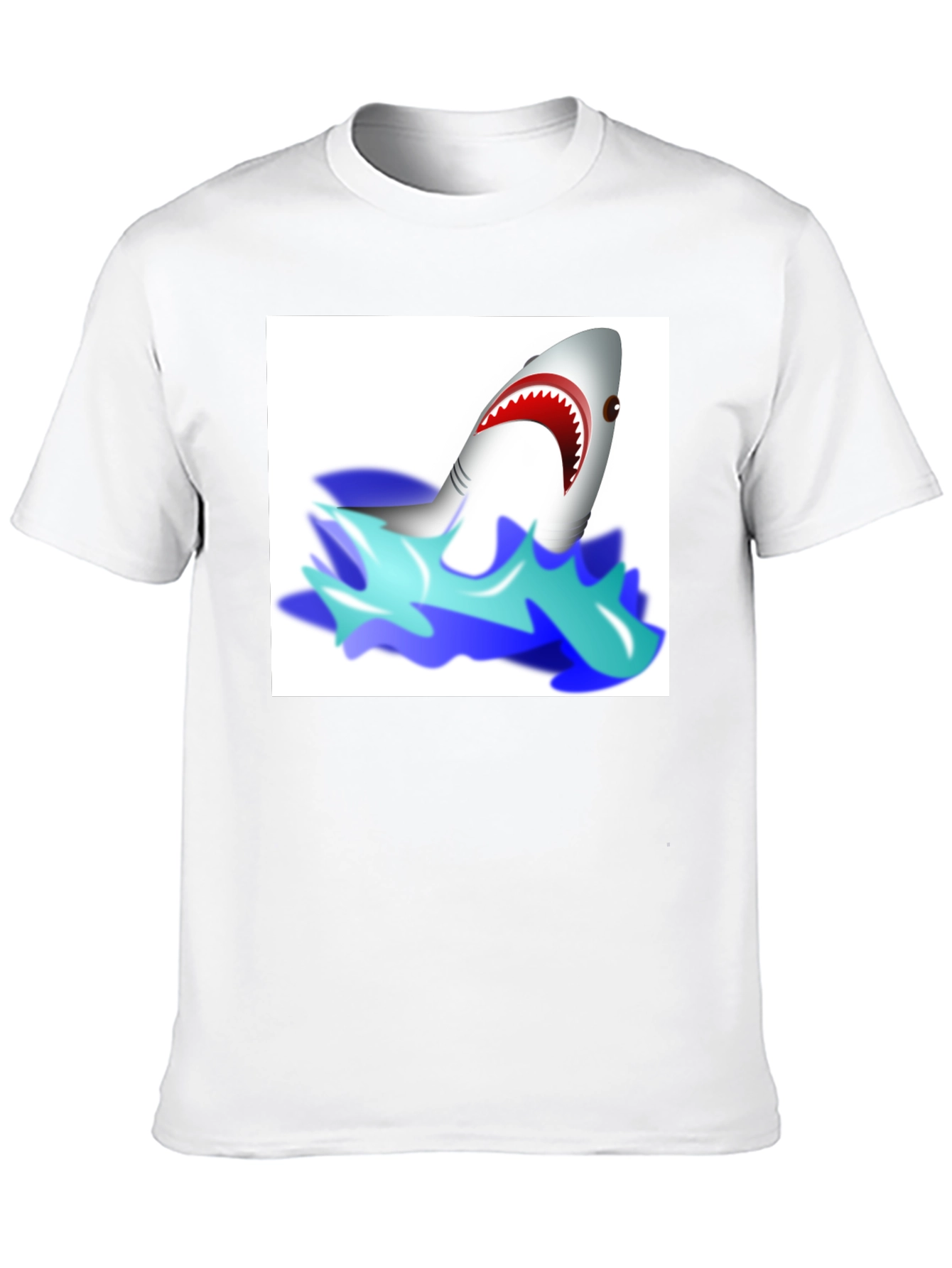 Cartoon Shark Graphic Tee - Black Cotton T-Shirt