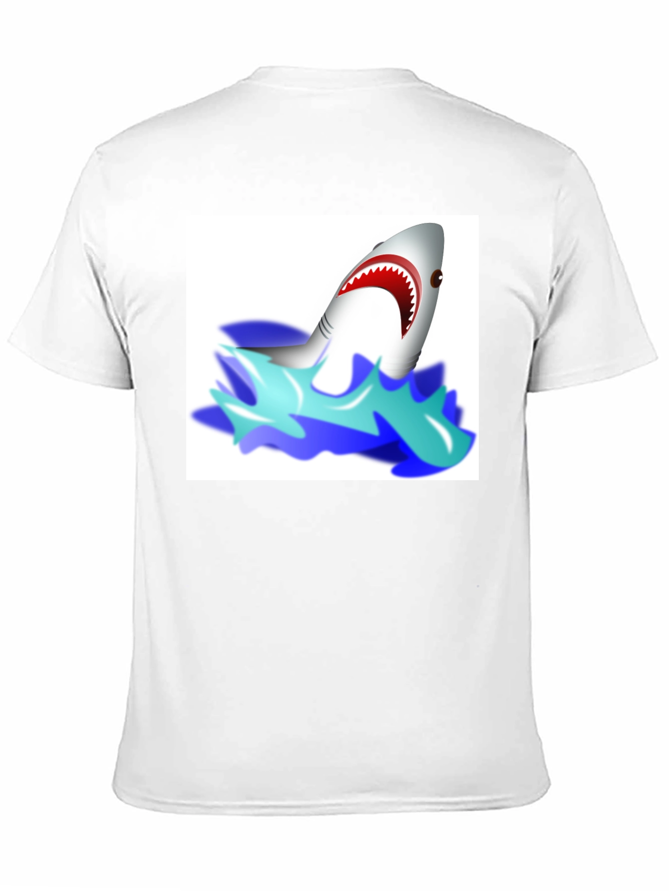 Cartoon Shark Graphic Tee - Black Cotton T-Shirt