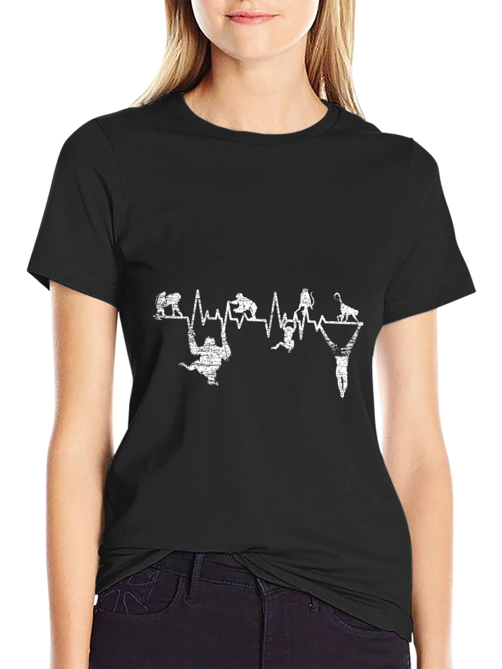 Funny Climbing Heartbeat Black T-Shirt