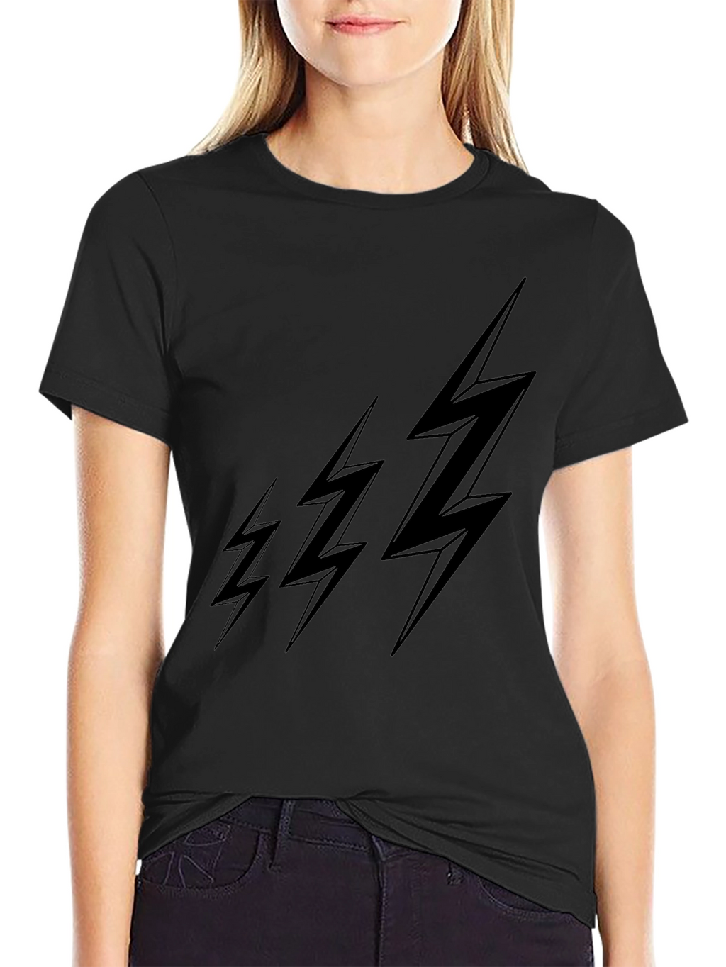 Black Lightning Bolt T-Shirt - Modern Graphic Tee