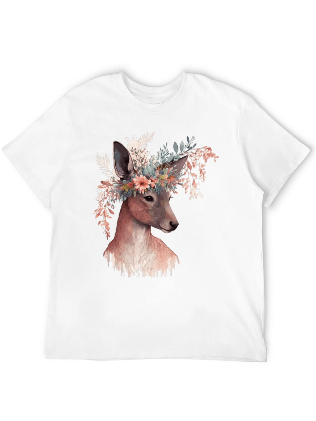 Floral Deer Graphic Tee - Unisex Black T-Shirt