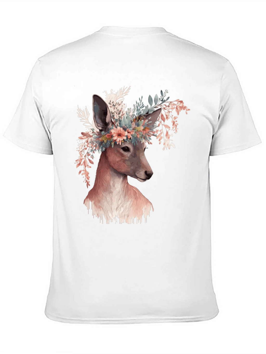 Floral Deer Graphic Tee - Unisex Black T-Shirt