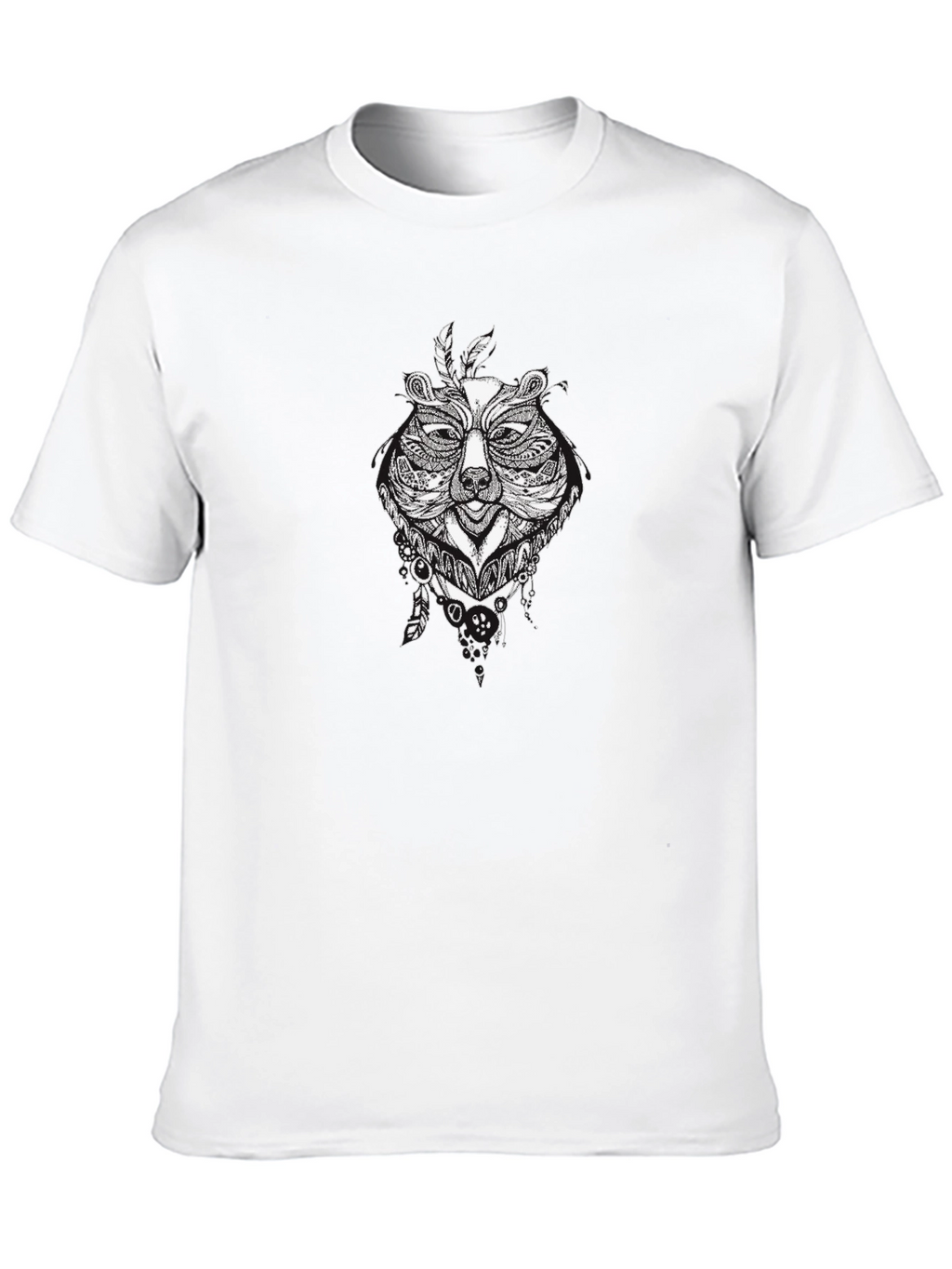 Tribal Bear Graphic Black T-Shirt - Mens Style