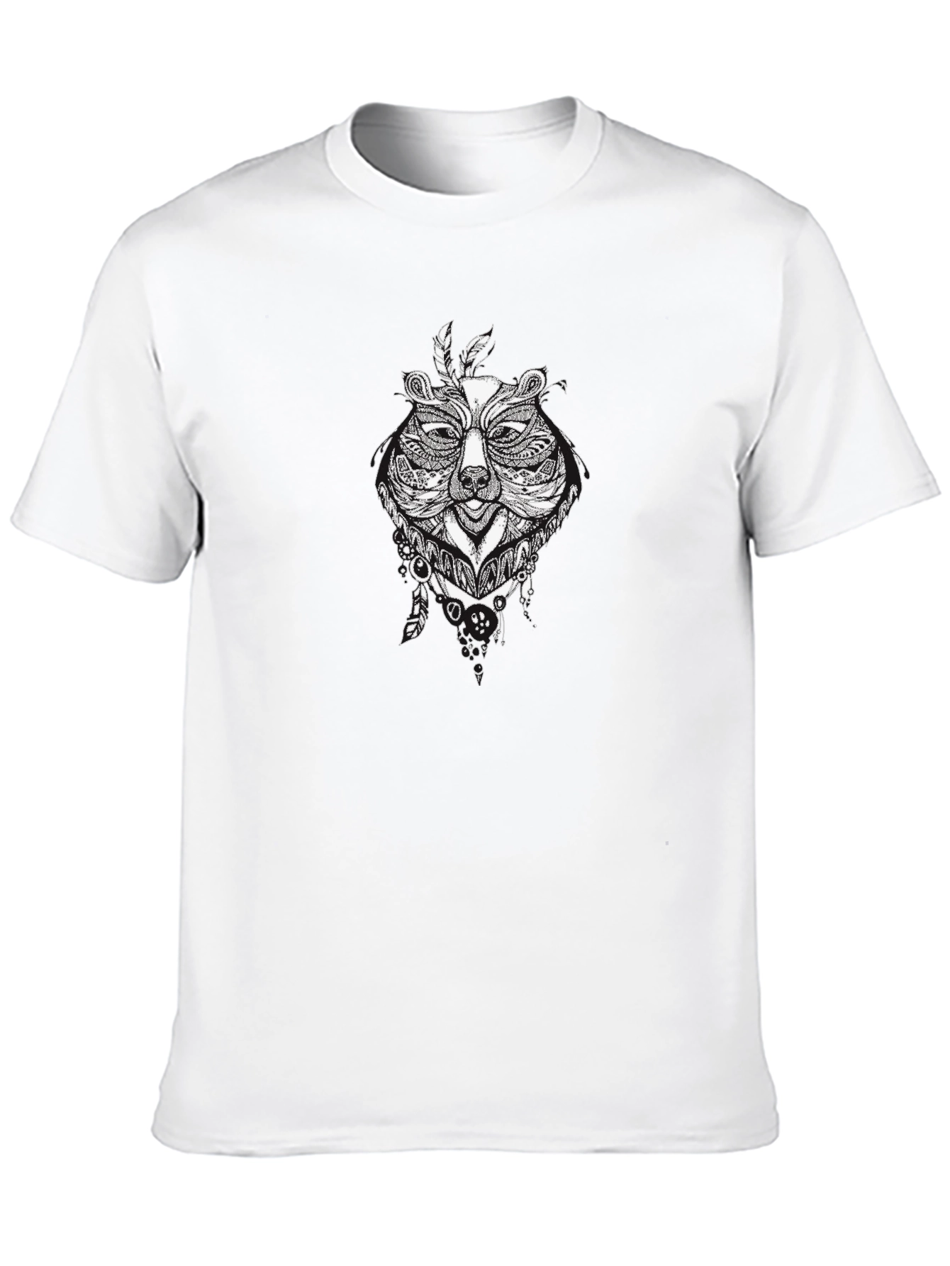 Tribal Bear Graphic Black T-Shirt - Mens Style