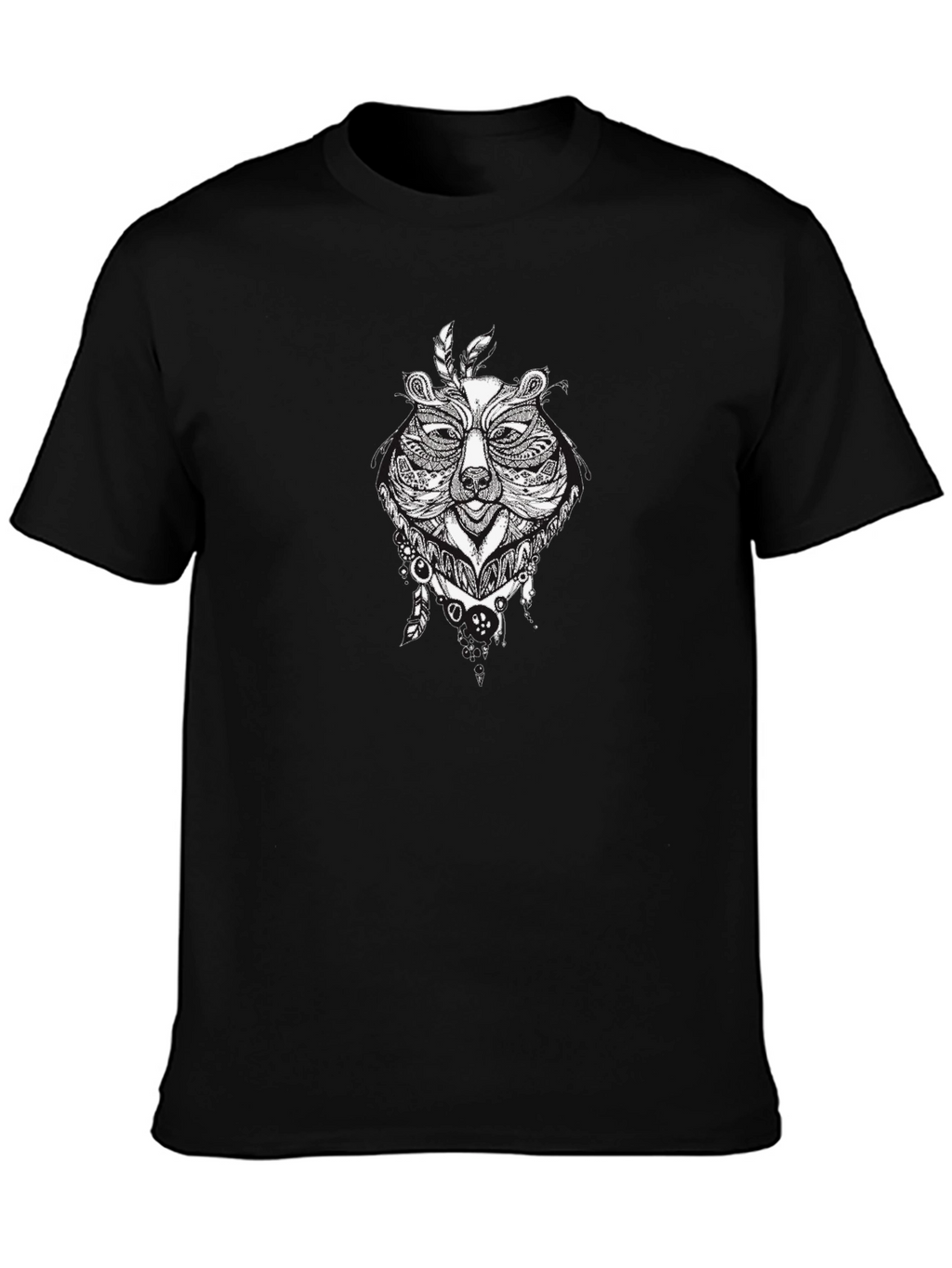 Tribal Bear Graphic Black T-Shirt - Mens Style