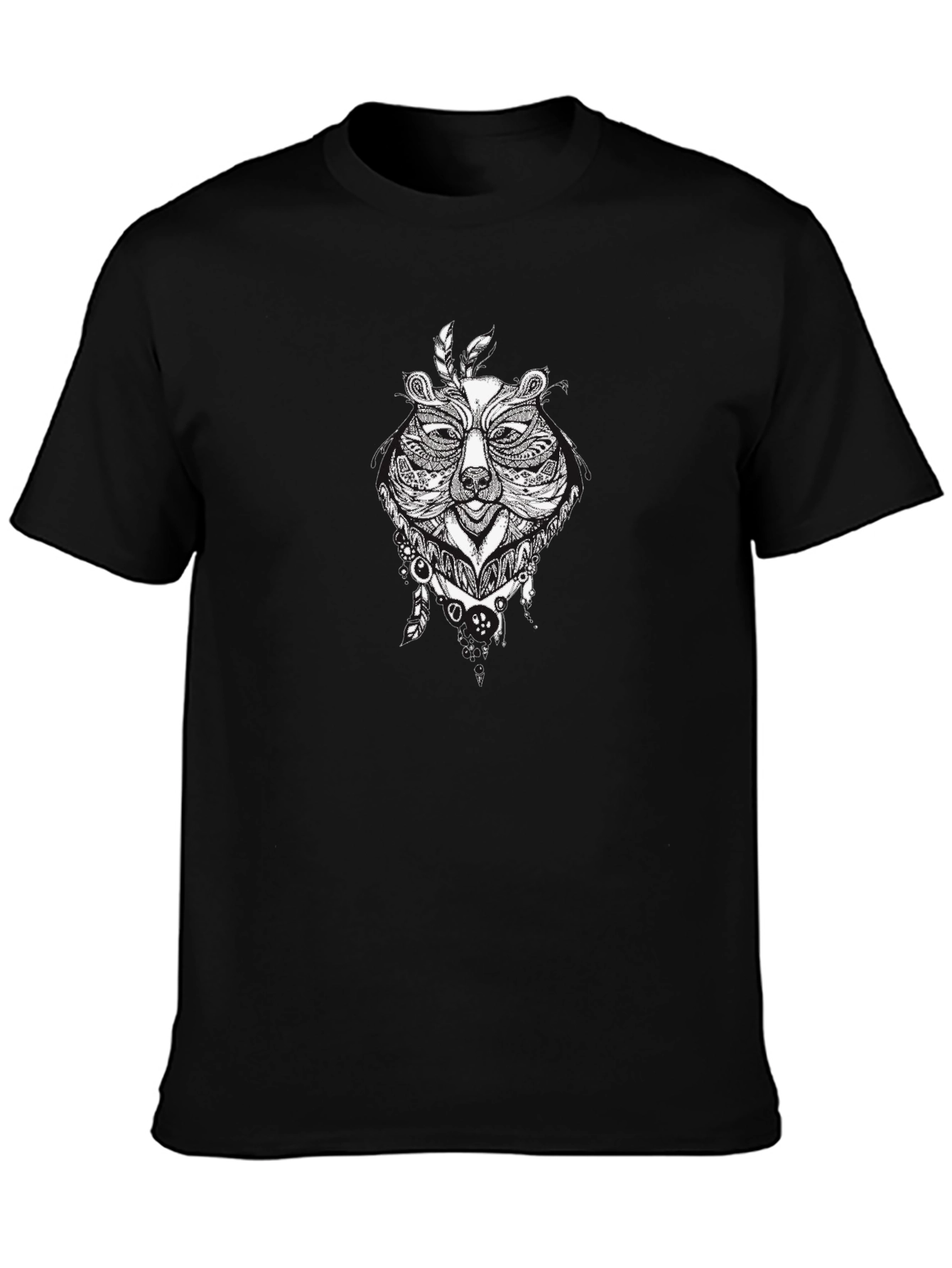 Tribal Bear Graphic Black T-Shirt - Mens Style