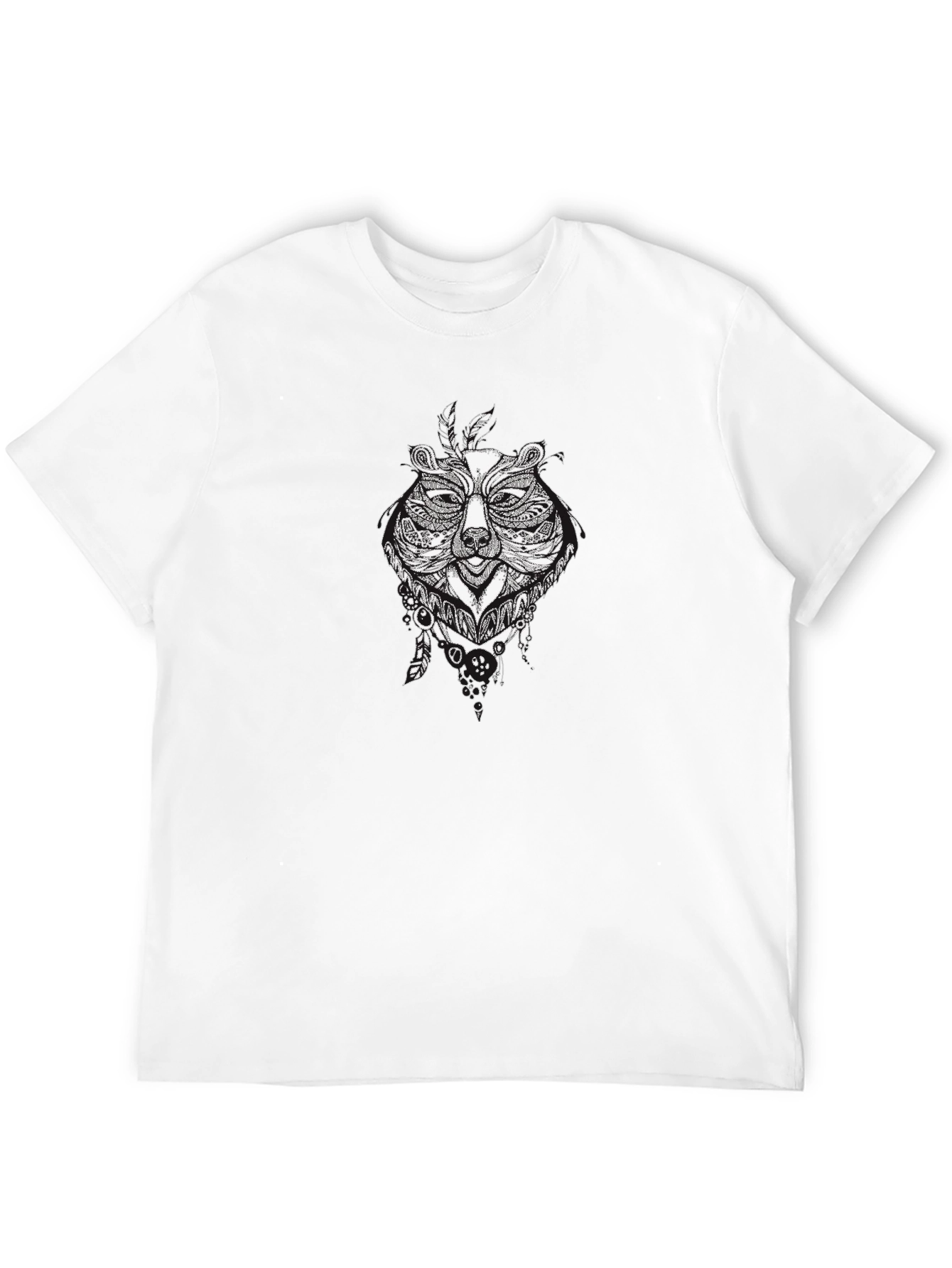 Tribal Bear Graphic Black T-Shirt - Mens Style