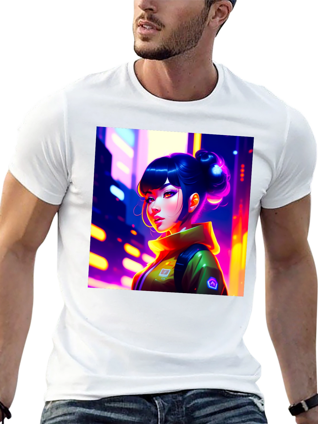 Anime Girl Graphic Print Black T-Shirt