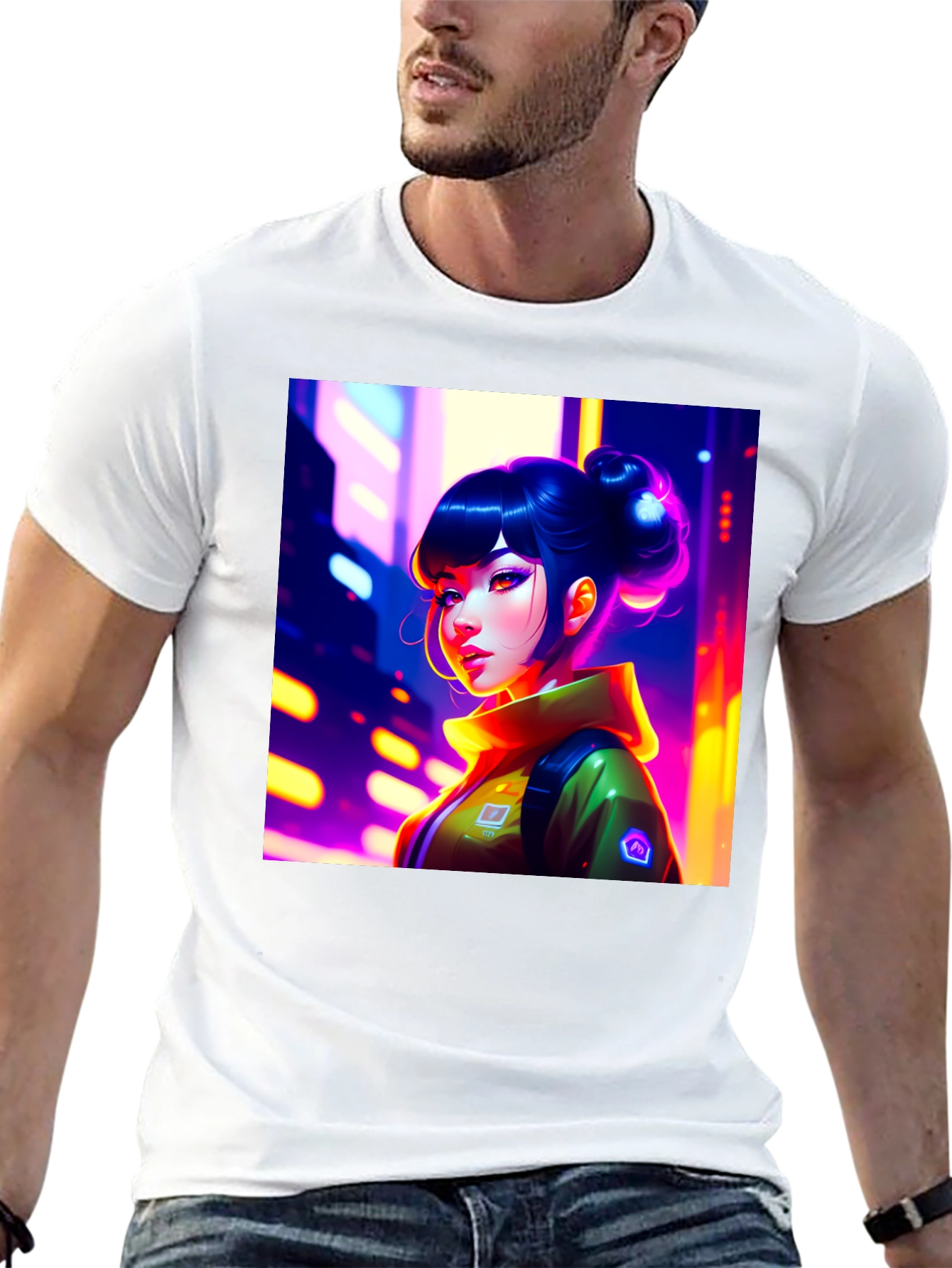 Anime Girl Graphic Print Black T-Shirt