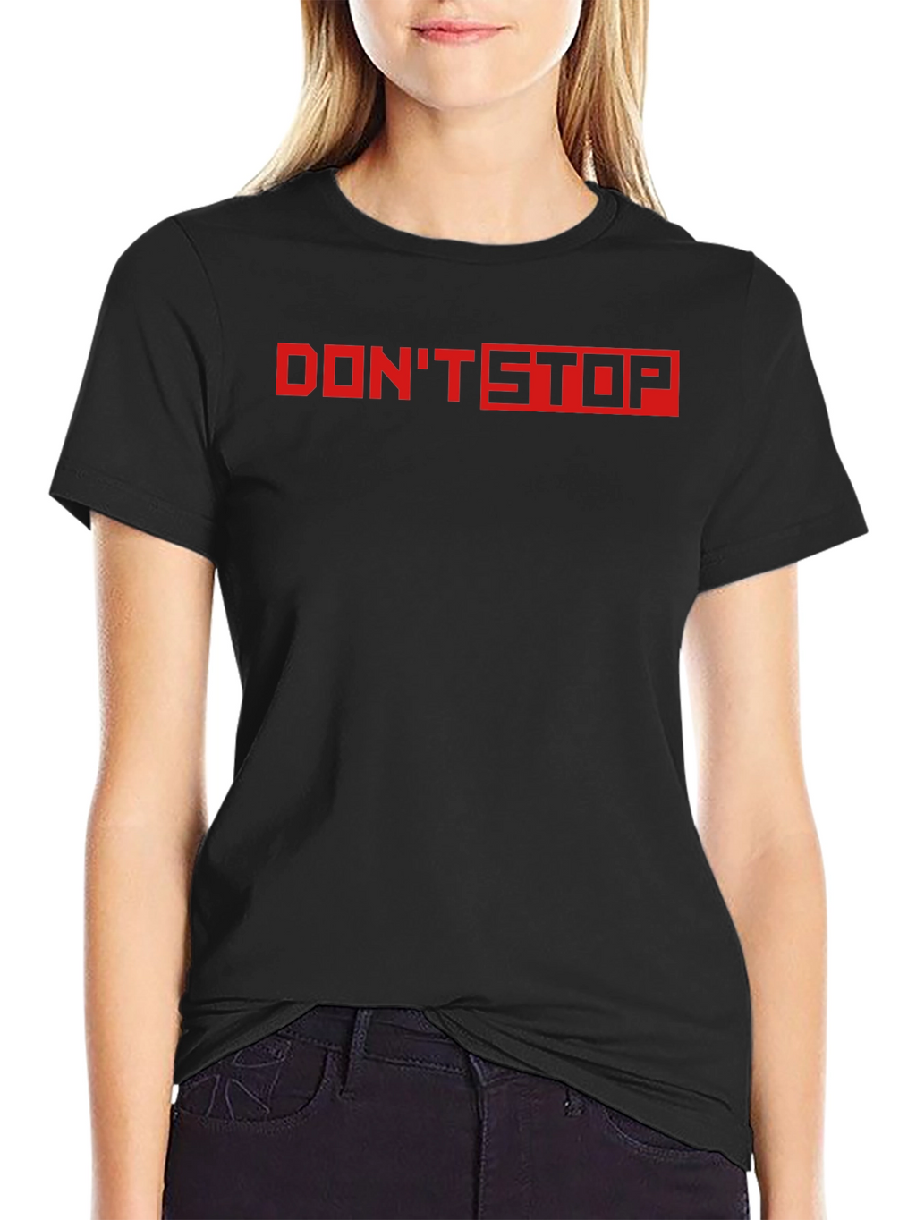 Dont Stop Red Graphic Black T-Shirt