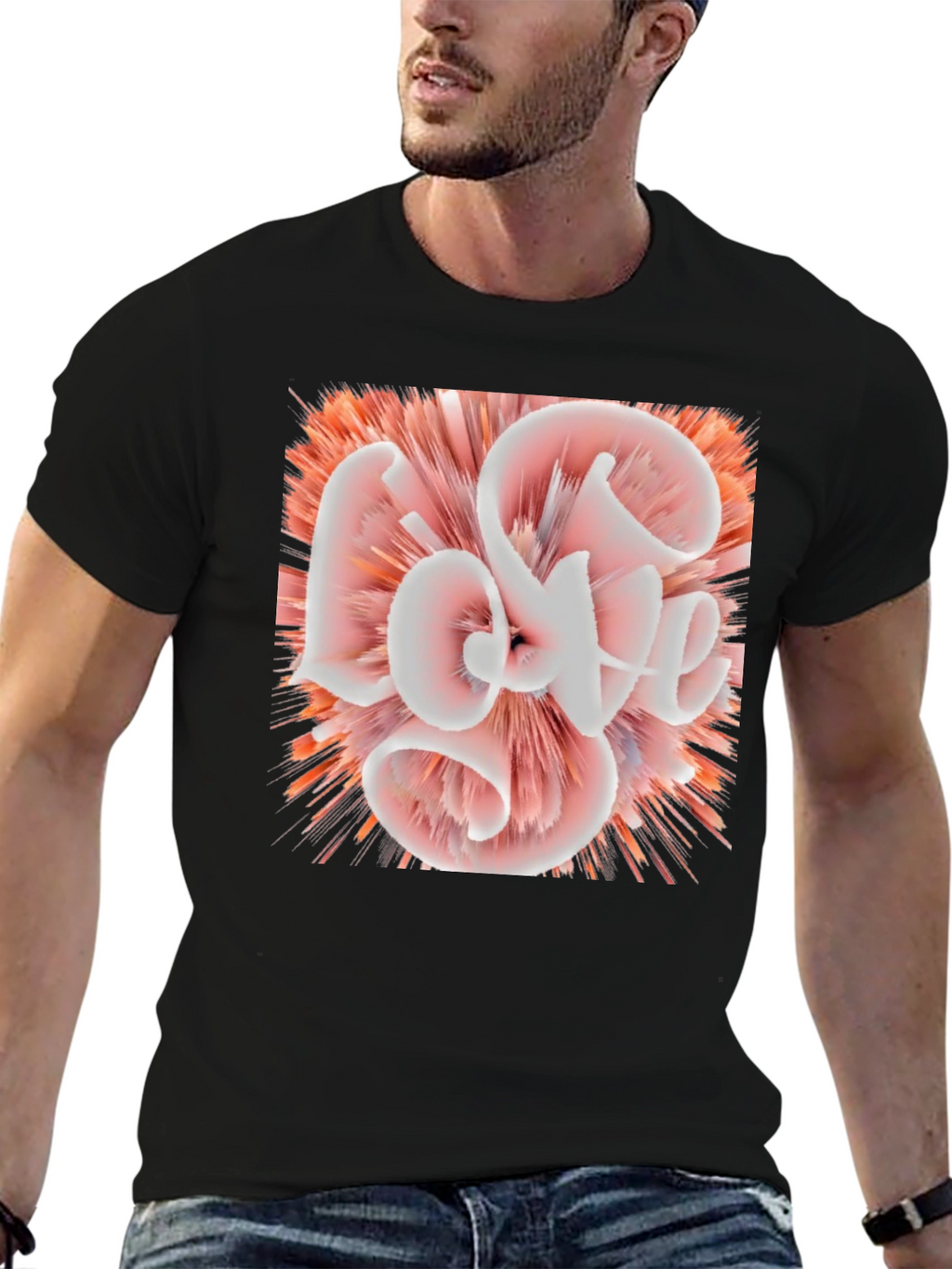 Abstract Love Graphic Black Tee
