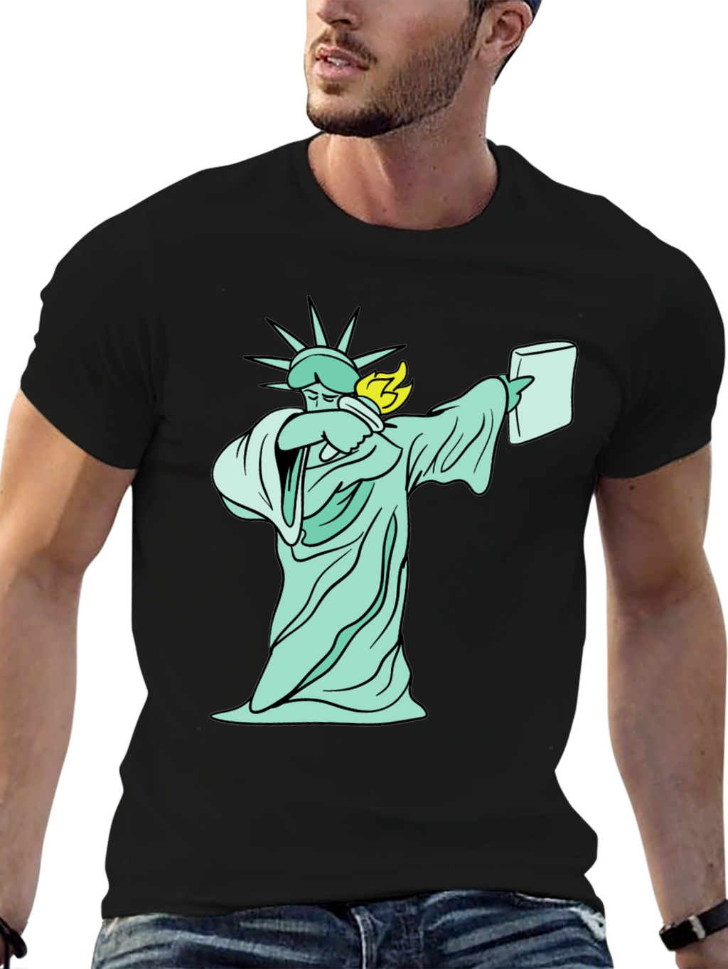 Dabbing Statue of Liberty T-Shirt - Funny Design