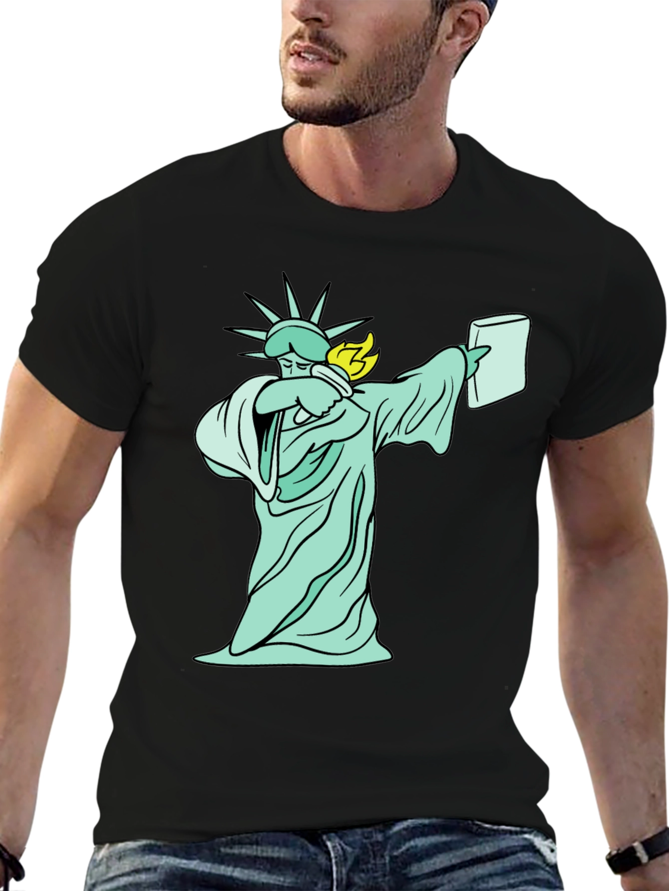 Dabbing Statue of Liberty T-Shirt - Funny Design