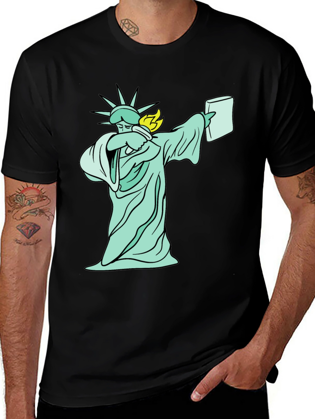 Dabbing Statue of Liberty T-Shirt - Funny Design