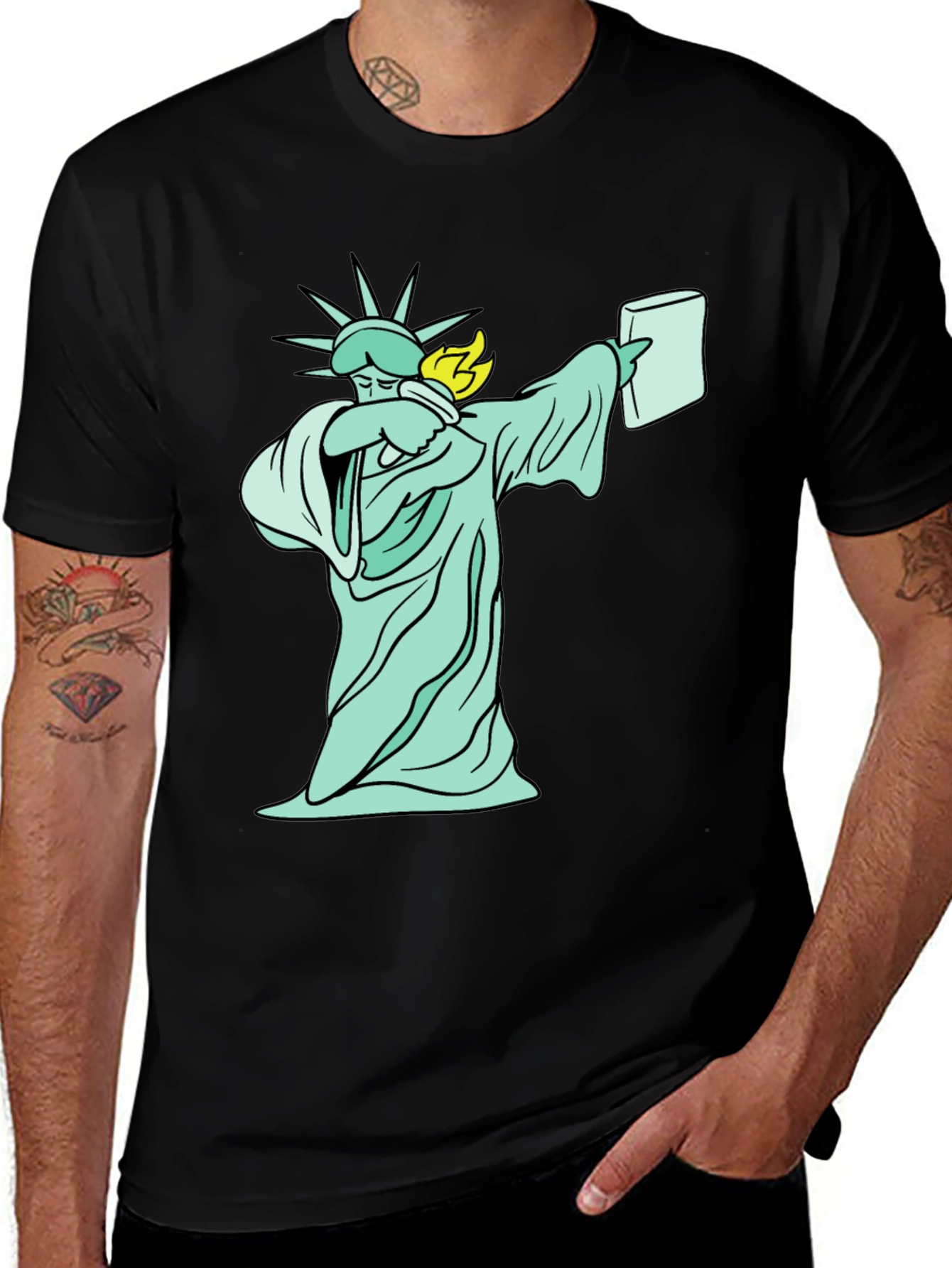 Dabbing Statue of Liberty T-Shirt - Funny Design