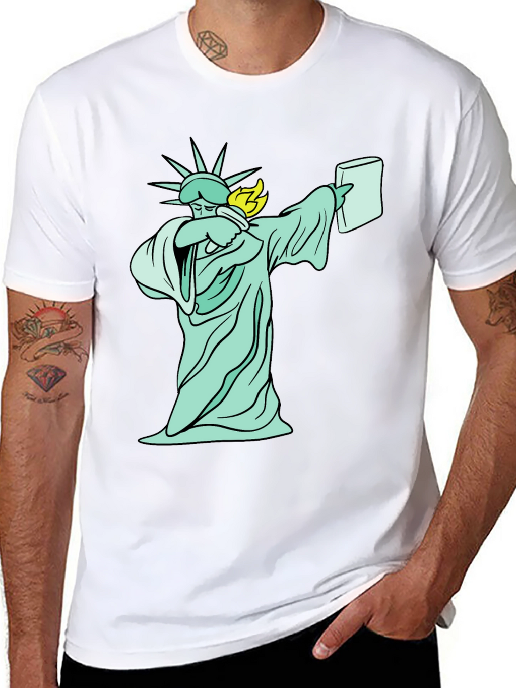 Dabbing Statue of Liberty T-Shirt - Funny Design