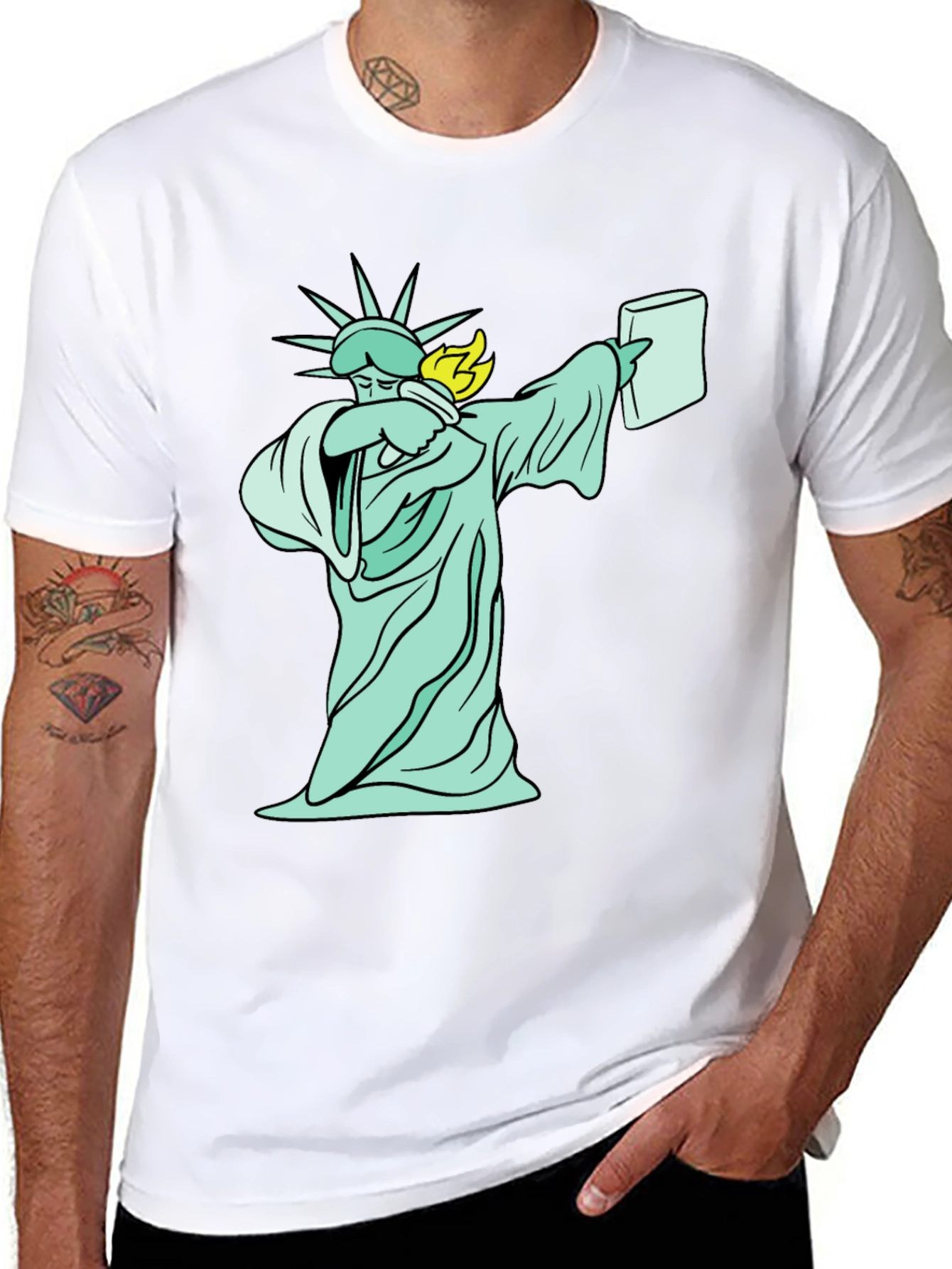 Dabbing Statue of Liberty T-Shirt - Funny Design