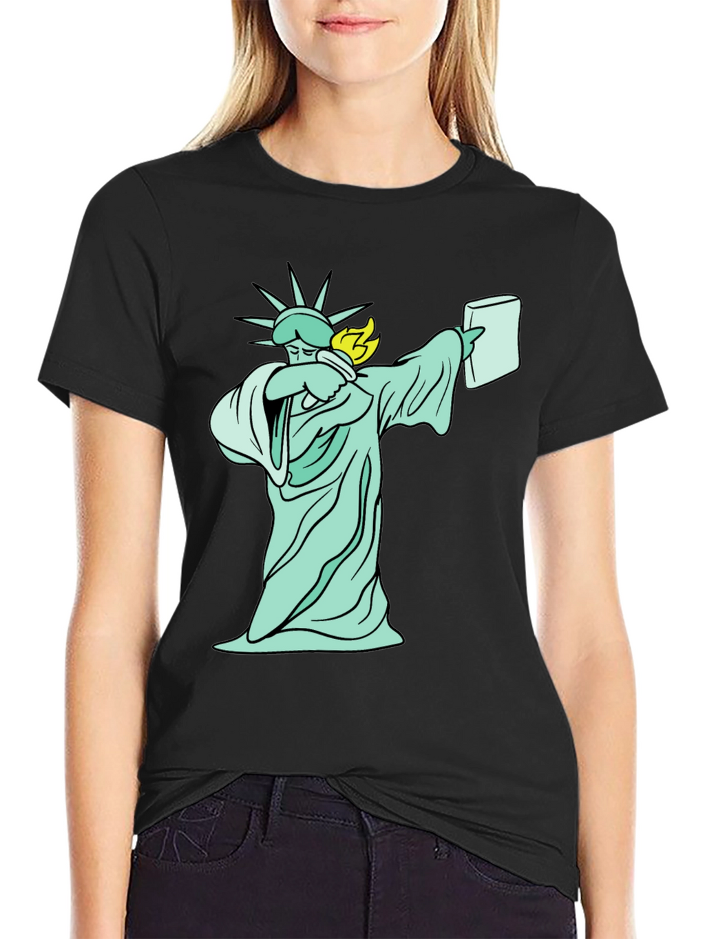 Dabbing Statue of Liberty T-Shirt - Funny Design