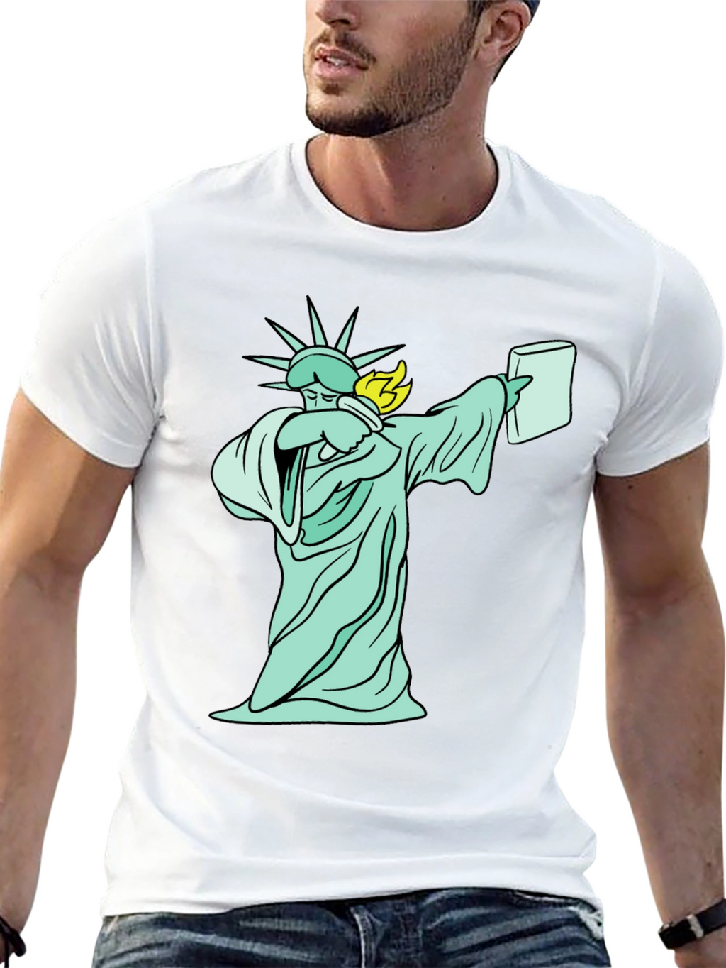 Dabbing Statue of Liberty T-Shirt - Funny Design