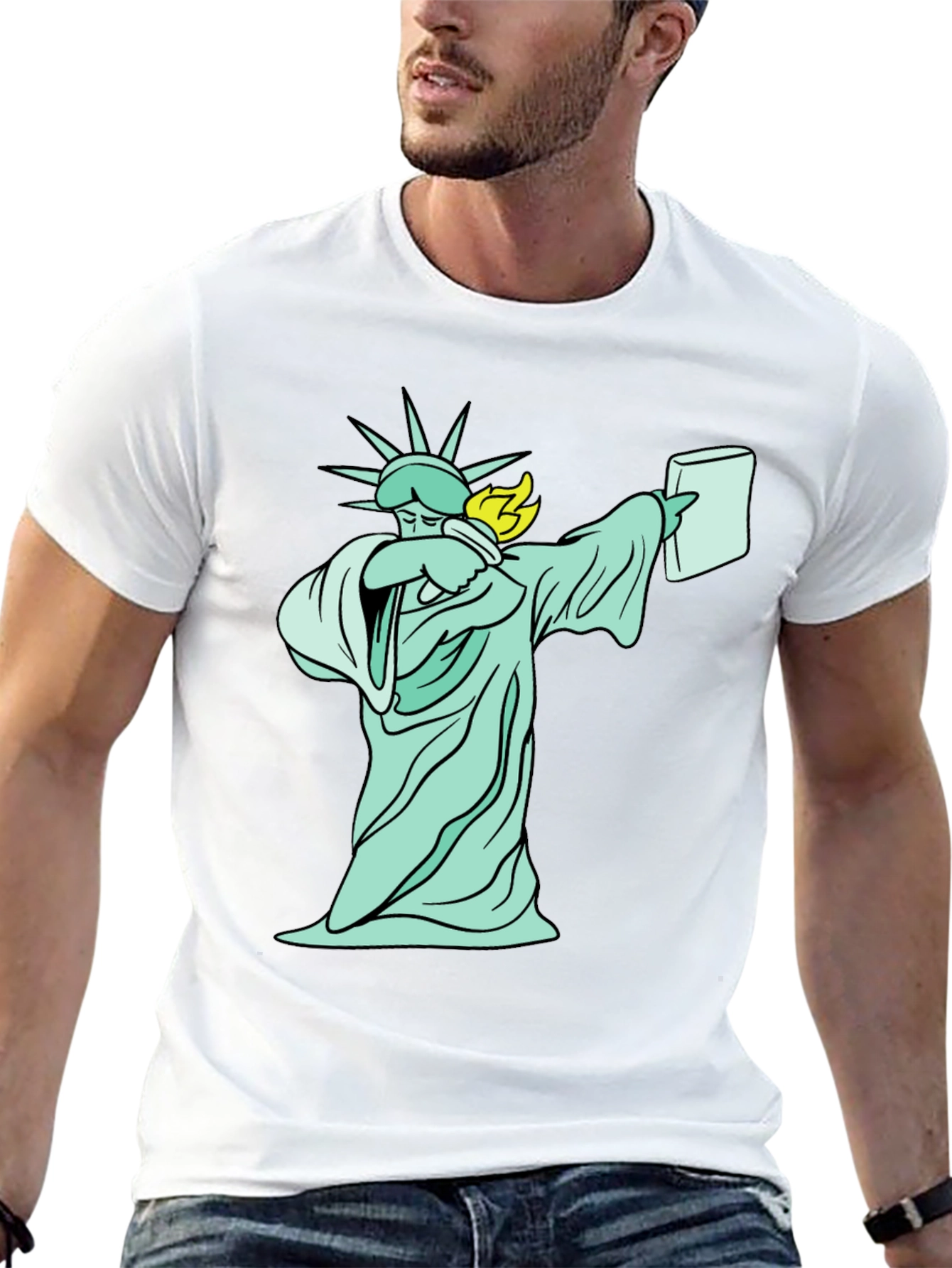 Dabbing Statue of Liberty T-Shirt - Funny Design