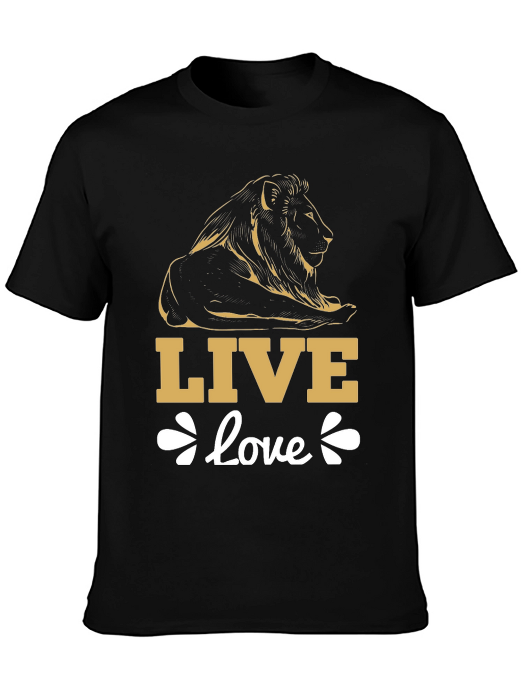 Live Love Lion Graphic Tee - Black Cotton T-Shirt