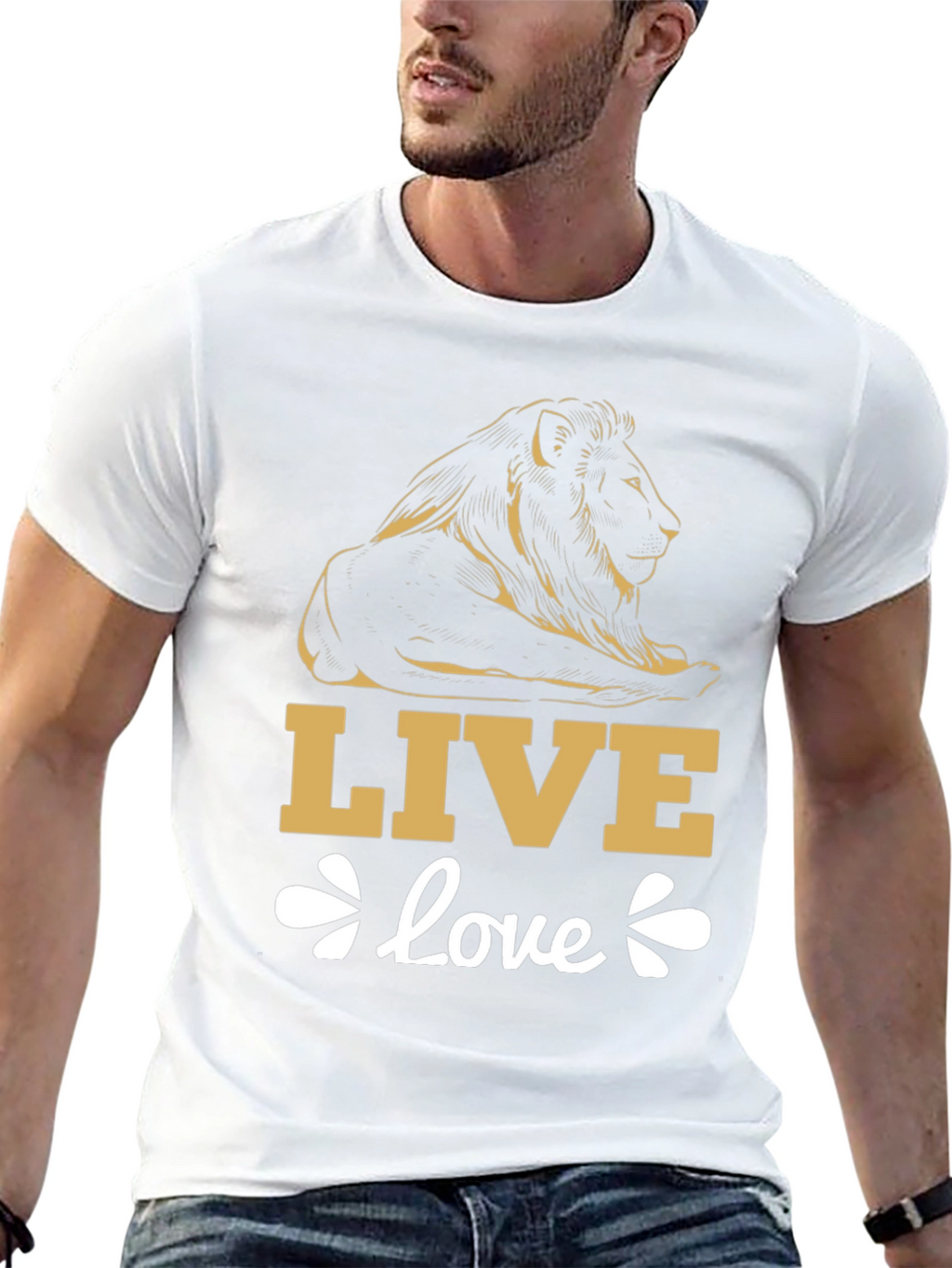 Live Love Lion Graphic Tee - Black Cotton T-Shirt