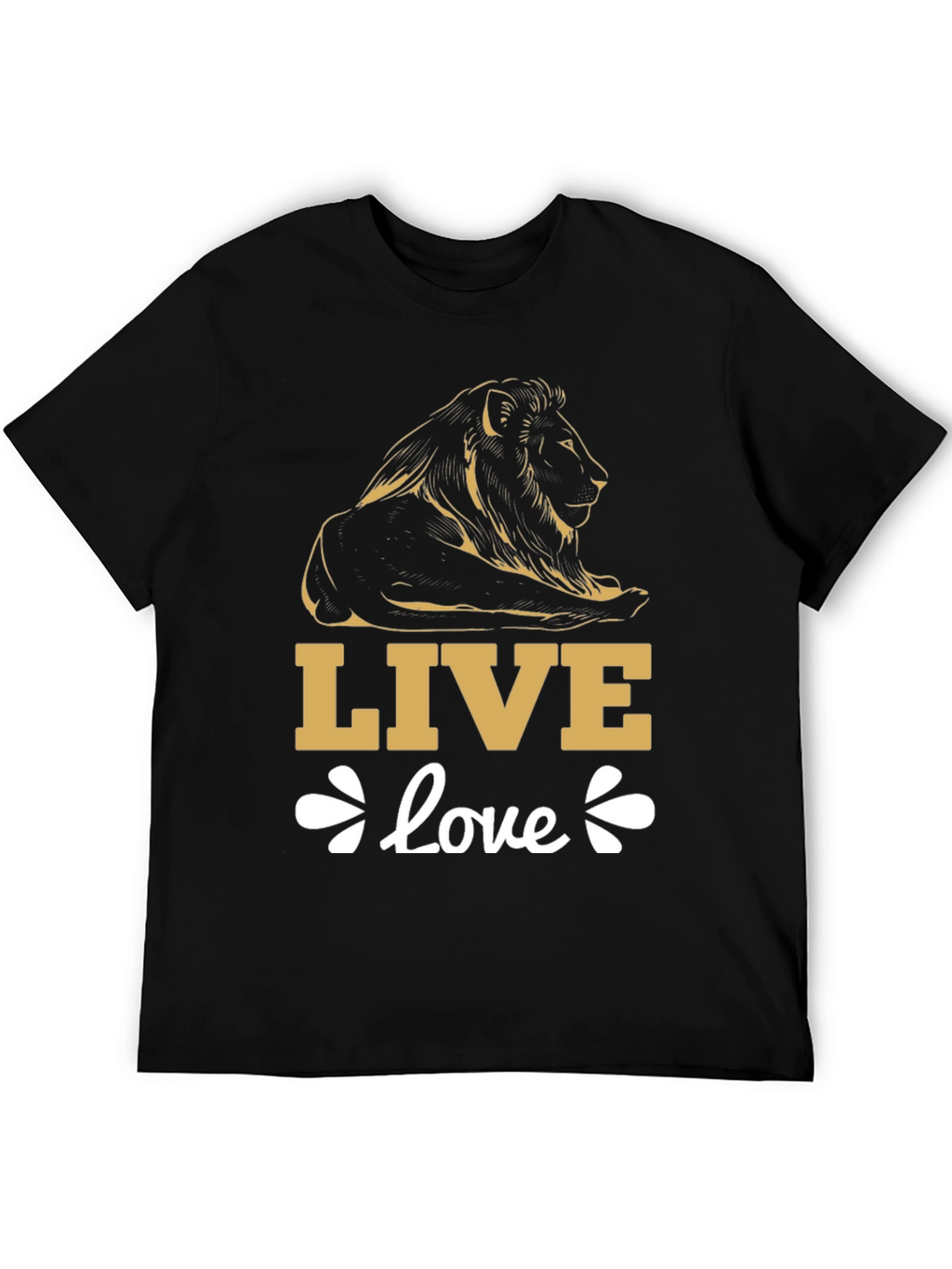 Live Love Lion Graphic Tee - Black Cotton T-Shirt