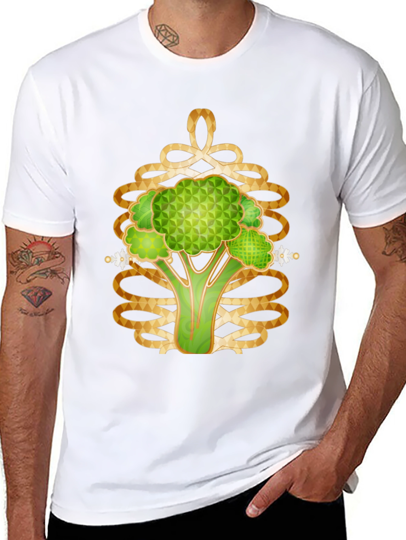 Abstract Broccoli Graphic T-Shirt