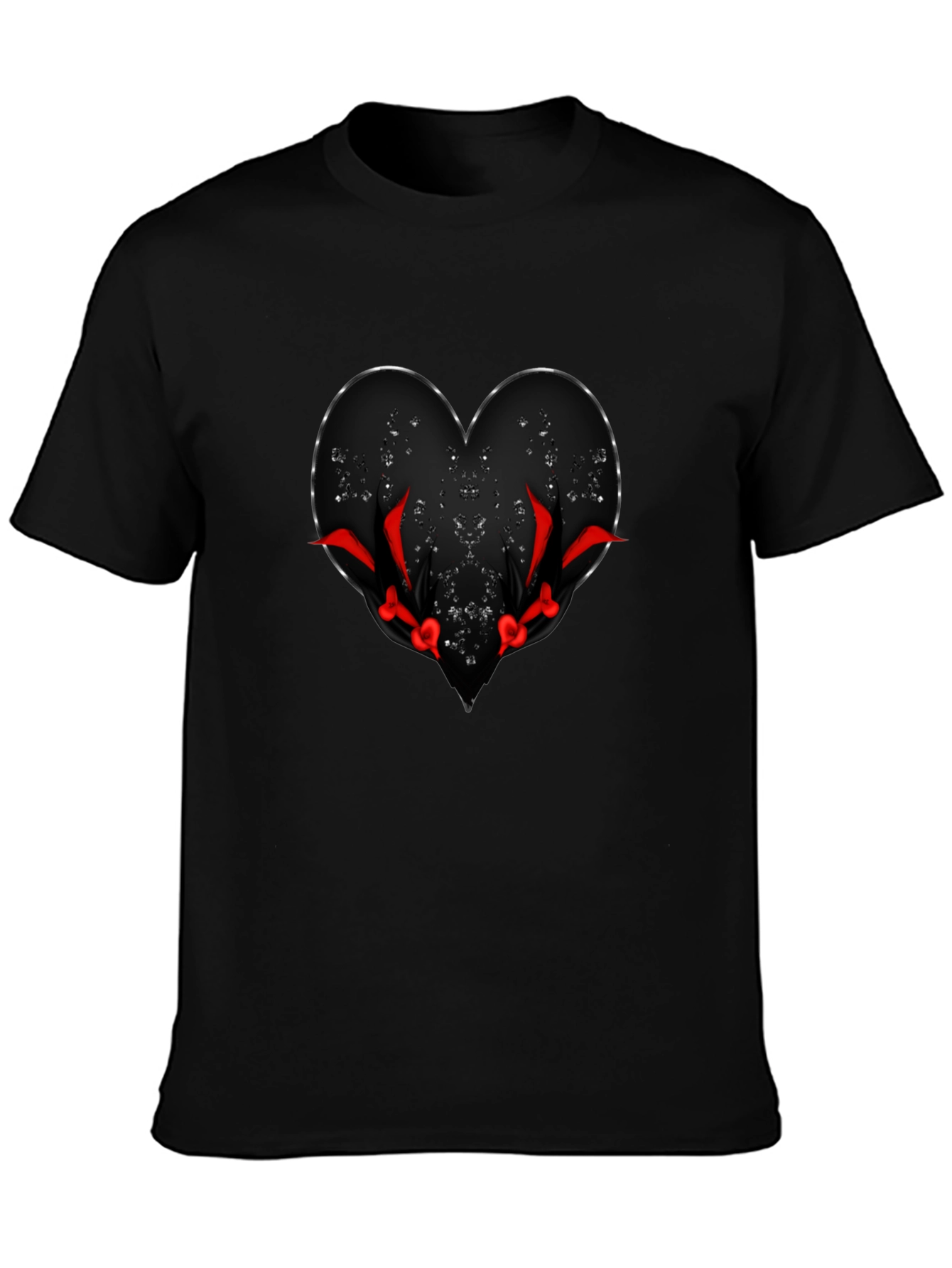 Mens Black Heart Graphic Tee