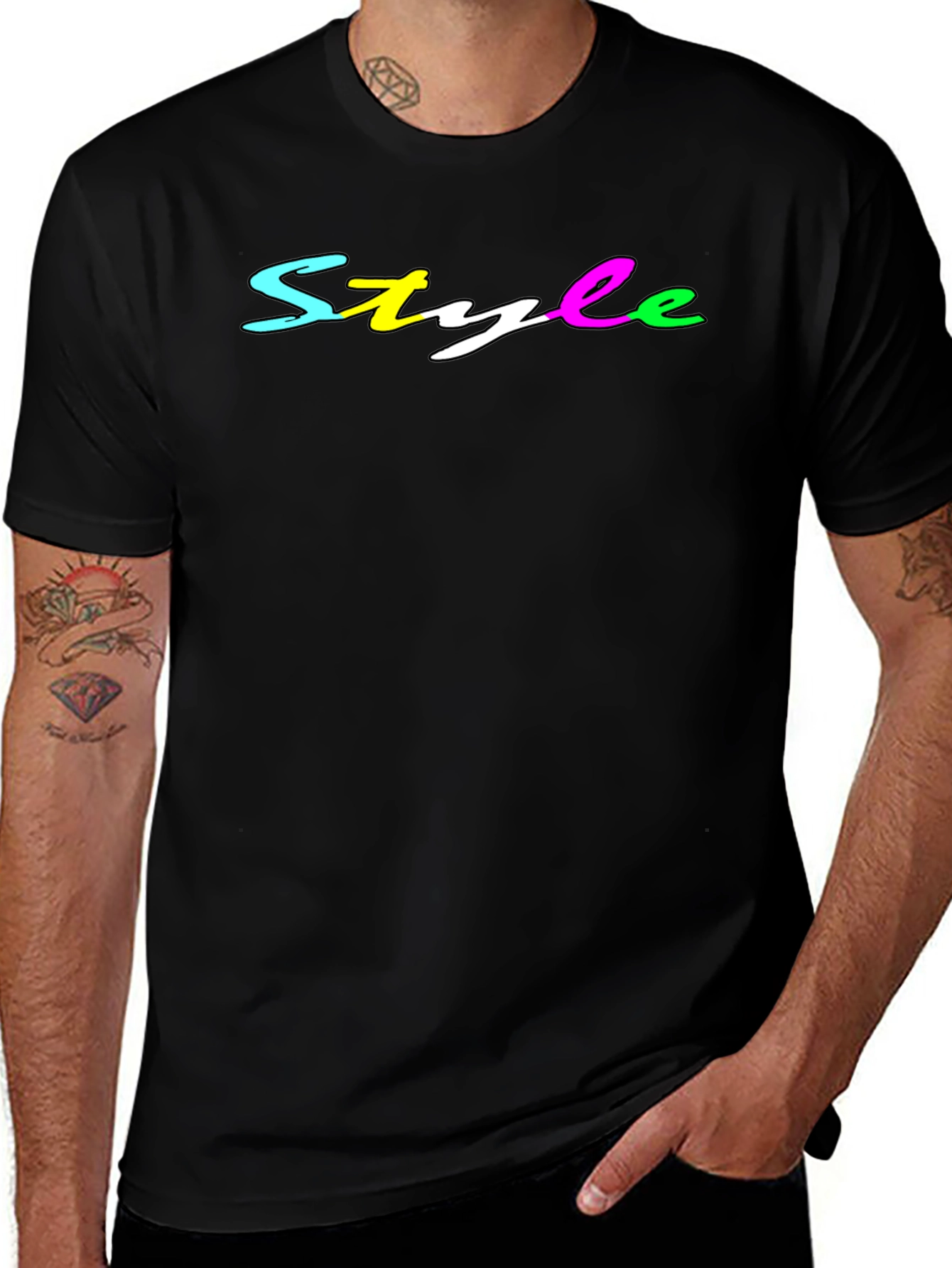 Stylish Mens Black T-Shirt - Style Graphic Tee