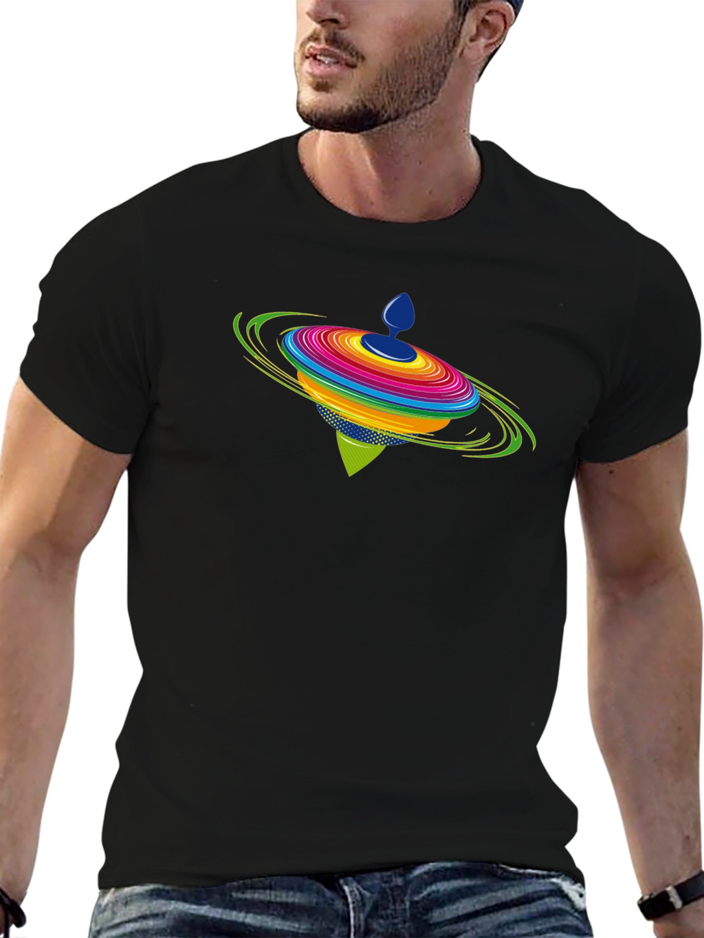 Spinning Top Graphic Black T-Shirt