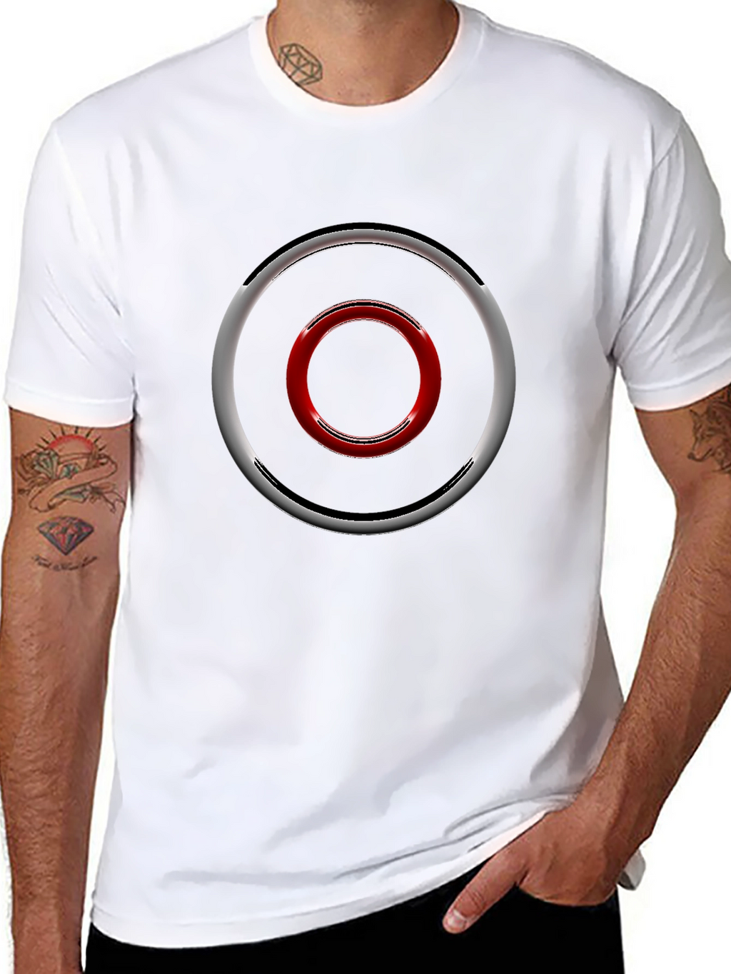 Geometric Circle Design Black T-Shirt