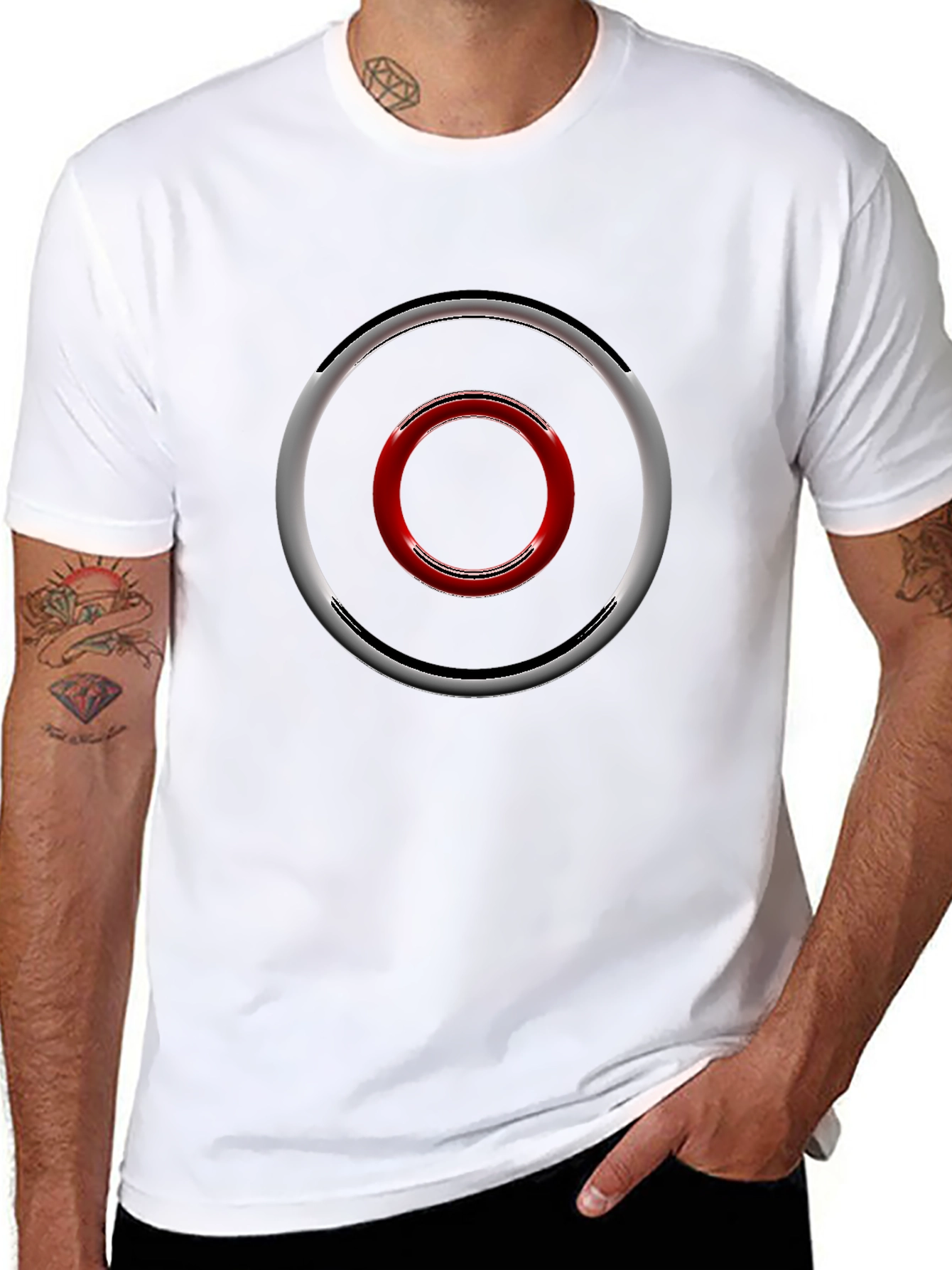 Geometric Circle Design Black T-Shirt