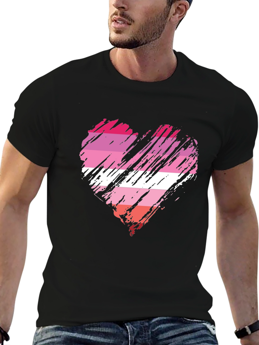Lesbian Pride Flag Heart T-Shirt - Soft Cotton Blend