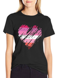 Lesbian Pride Flag Heart T-Shirt - Soft Cotton Blend